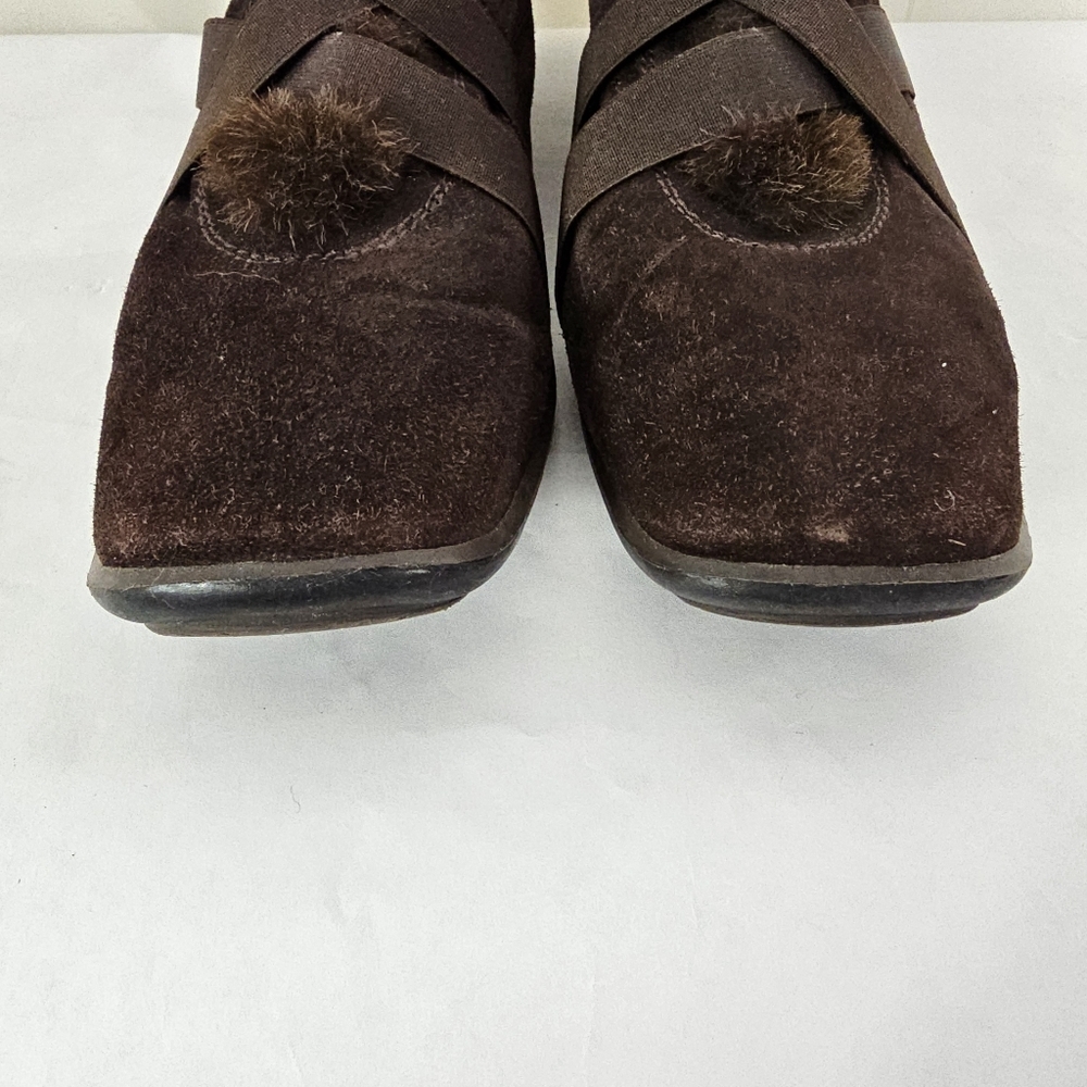 Stuart Weitzman Chocolate Brown Fur-Lined Oxford Low Top Moccasin Bootie 10.5 - Picture 5 of 9